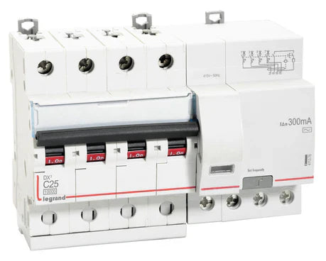 Legrand DX³ RCBO 25A FP 300mA – Assembled for AC Applications up to 63A – 411376
