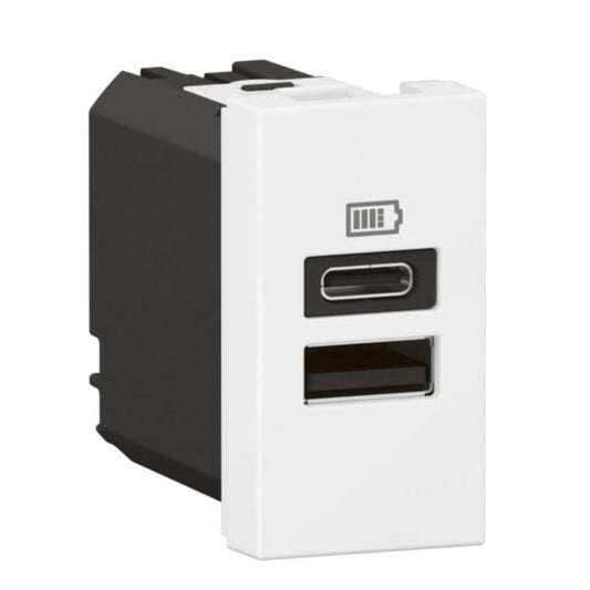 Legrand Arteor - USB Charger 3000mA 15W Type A + C 1 Module (Square White Mechanism)