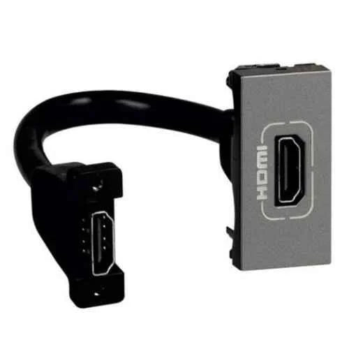 Legrand Arteor - Preterminated HDMI Socket 1.4 1 Module (Square Magnesium Mechanism)