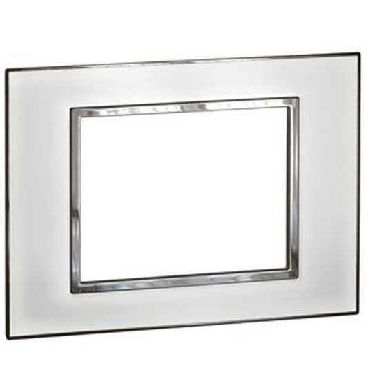 Legrand Arteor Cover Plate - 3 Module, Mirror White (Overmoulded Frame) 575724
