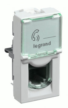 Legrand Myrius RJ11 TELEPHONE SOCKET with Transparent Shutter 1Module WHITE - 673052
