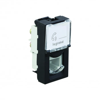 Legrand Myrius RJ11 Telephone Socket with Transparent Shutter 1Module Black - 673152