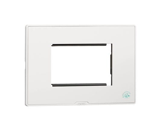 Legrand Myrius Cover Plate with Support Frame – 3 Module White Antibacterial 673247