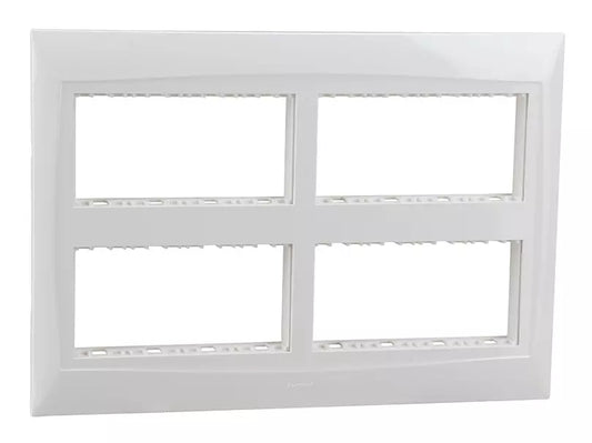 Legrand Britzy White Cover Plate - 16 Module with support frame 673499