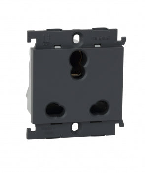 Legrand Mylinc 6/16A 3Pin Socket 2Module Matt Grey - 676305