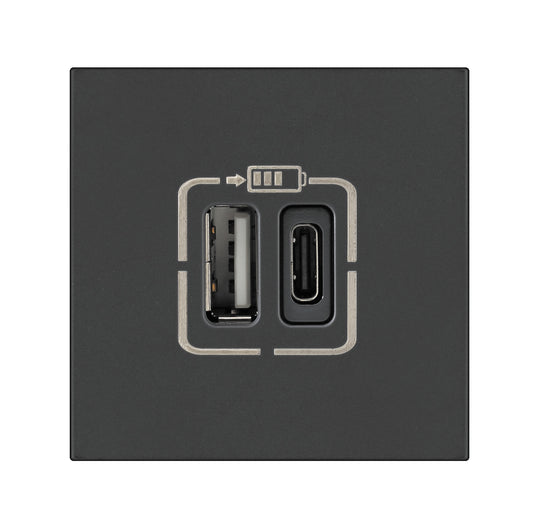 Legrand Lyncus Double USB CHARGER 3000MA Type A & C 2Module Chic Grey - 677489
