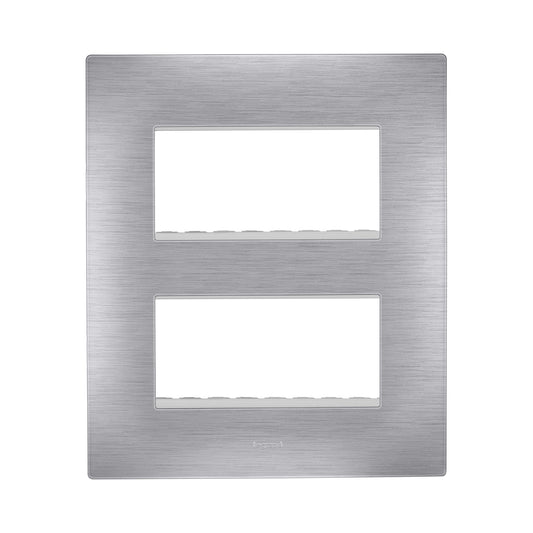 Legrand Lyncus Brushed Silver PLATE + FRAME 8Module (S) (2x4) - 677549