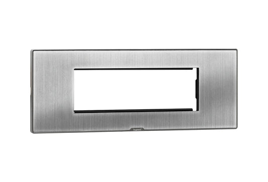 Legrand Myrius Cover Plate with Support Frame – 6 Module – Sonic Silver 679586