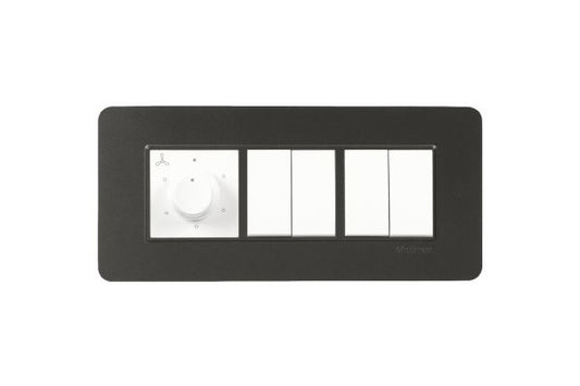 Havells Signia 6M Front Plate with Pillar | Embossed Modular Cover Frame for Switchboards