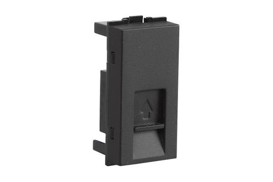 Havells Fabio Telephone Socket Matt Black | 1/2 Module Data Socket with Dust-Free Shutter