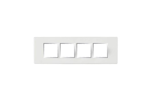 Havells Fabio Frameio 8M Horizontal Front Plate White | Modular Cover Frame with Premium Chrome Finish Bezel
