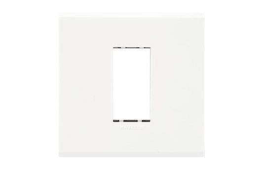 Havells Fabio 1M Outer White Plate | Glossy Modular Cover Frame for Switchboards