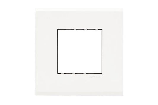 Havells Fabio 2M Outer White Plate | Glossy Modular Cover Frame for Switchboards