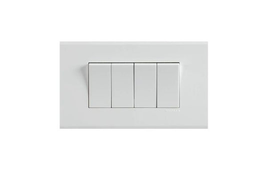 Havells Fabio 4M Outer White Plate | Glossy Modular Cover Frame for Switchboards