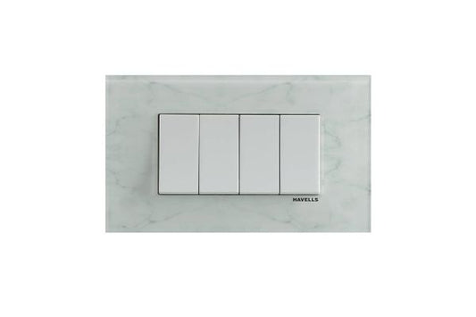 Havells Fabio 4M Outer Marble White Acrylic Plate | Plexy Glass Modular Cover Frame