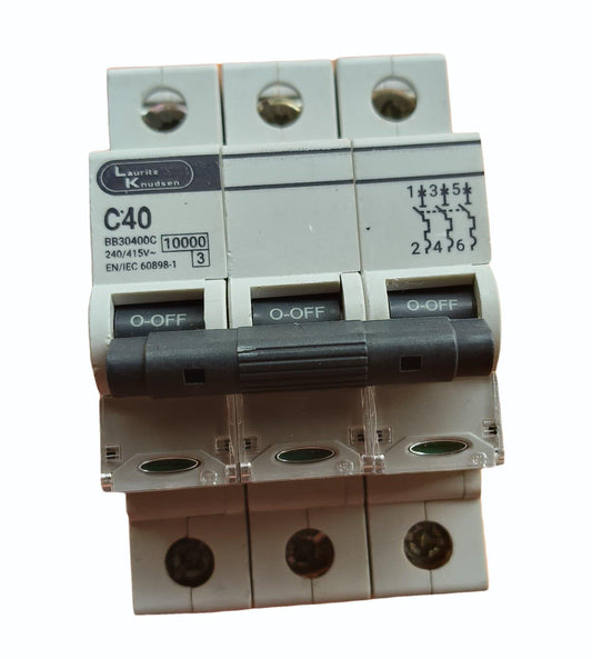 Lauritz Knudsen (Formerly L&T Switchgear Business) 50A TP MCB – 10kA Three Pole Protection – Cat No. BB30500C