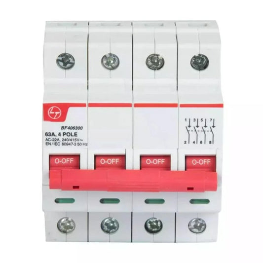 Lauritz Knudsen (Formerly L&T Switchgear Business) 63A FP Isolator – 10kA, Four Pole – Cat No. BF406300