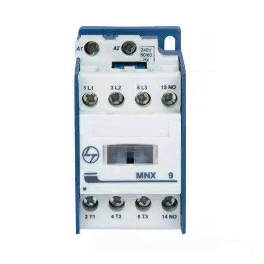 Lauritz Knudsen (Formerly L&T Switchgear Business) MNX 9 3 Pole Power Contactor with 1NO Aux – 9A AC3, 25A AC1, 240V Coil, Frame Size 1 – Cat No. CS94106BOOO