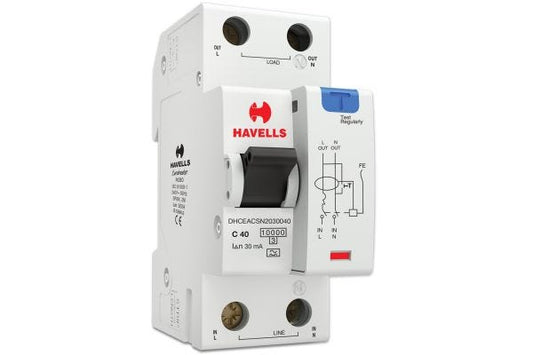 Havells RCBO A Type SPN 2M 30mA 40A DHCEACSN2030040 | Earth Leakage & Overcurrent Protection
