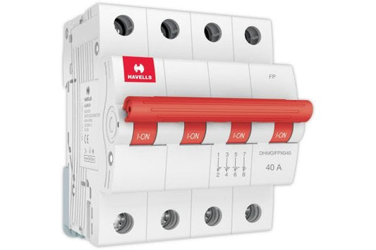 Havells Isolator FP 40A Four Pole DHMGIFPX040 | Switch Disconnector with Manual Operation