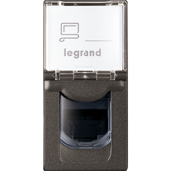 Legrand Myrius NEXTGEN RJ45 UTP CAT6 Socket with Shutter 1Module Charcoal Grey - 679465