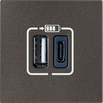 Legrand Myrius NEXTGEN USB CHARGER 3000mA Type A & C 2Module Charcoal Grey - 679489