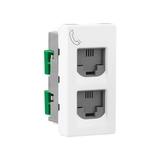 Legrand Allzy Double RJ11 Telephone Socket with Shutter 1Module White - 681131