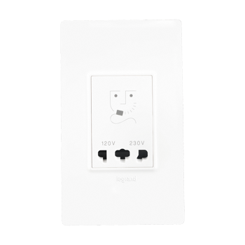 Legrand Allzy Shaver Socket with Plate 120/230V AC 4Module White - 681155