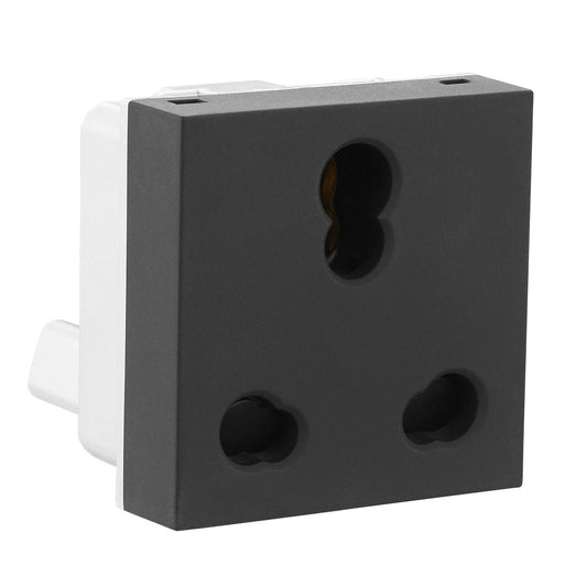 Legrand Allzy Socket with Shutter Matt Black 6/16A 2Module - 681222