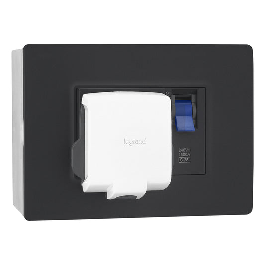 Legrand Allzy Power Unit Matt Black with 25A MCB & 16A Plug 3Module - 681228