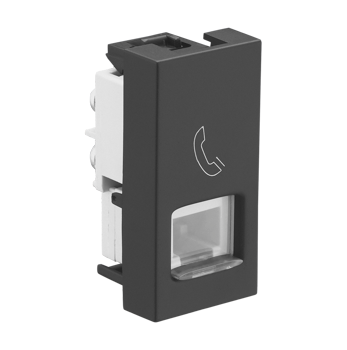 Legrand Allzy RJ11 Telephone Socket with Shutter Matt Black 1Module - 681230