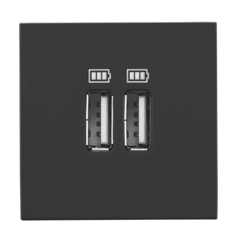 Legrand Allzy Twin USB Charger Matt Black 3100mA Type A 2Module - 681251