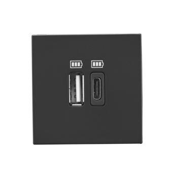 Legrand Allzy USB Charger Matt Black 3100mA Type-A & Type-C 2Module - 681270