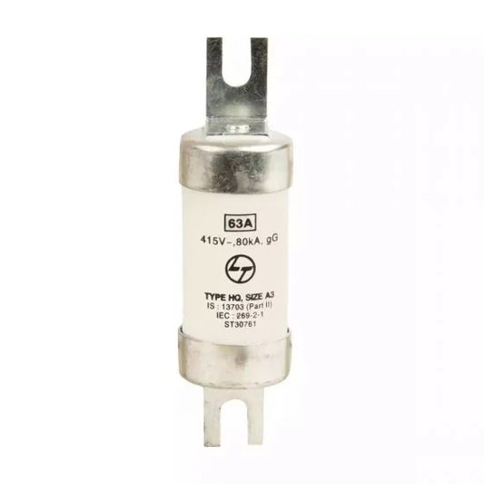 Lauritz Knudsen (Formerly L&T Switchgear Business) HRC Fuse HQ Size A3 63A Bolted Type 415V – Industrial Fuse Link – Cat No. ST30761OOOO