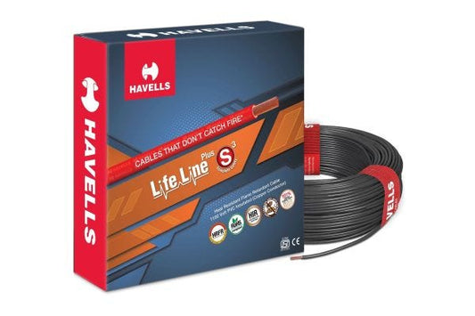 Havells Life Line Plus S3 HRFR Flexible Cable 0.5 sq mm 90m Black WHFFDNKA1X50-C | Heat Resistant Flame Retardant 1.1kV Cable