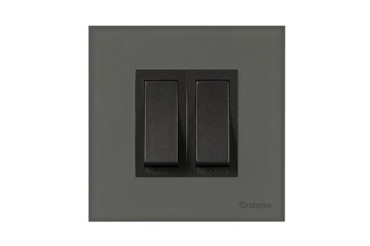 Havells Magnus ACR 2M Combined Plate Steel Grey | Slim Modular Cover Frame with Ratchet Locking