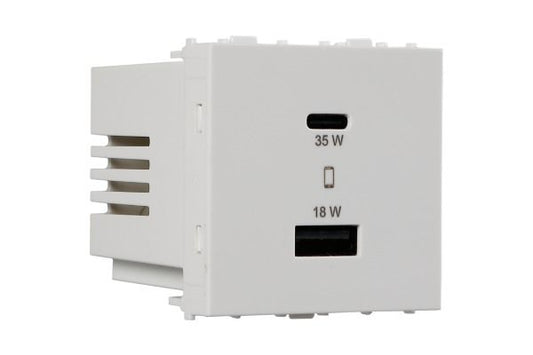 Havells Apogee 35W USB Charging Socket 1C1A ACPKGCW001 | Fast Charging Modular USB Charger
