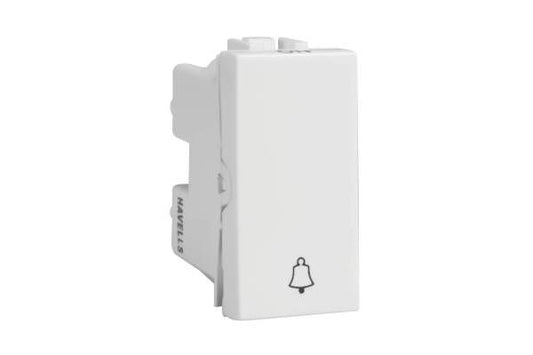 Havells Coral 10AX Bell Push Switch AHCSBXW100 | 240V Modular Bell Switch with Positive Contact