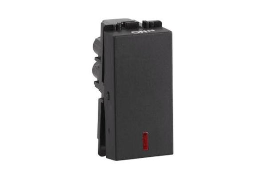 Havells Fabio 16AX 1 Way Switch with Indicator AHFSXIB161 | Mat Black 240V Modular Switch