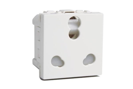 Havells Coral 10A/16A Heavy Duty Shuttered Socket Pure White | Modular Socket with 10 Year Warranty