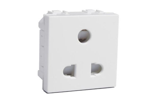 Havells Coral 6A 3 Pin Shuttered Socket Pure White | Modular Socket with 10 Year Warranty