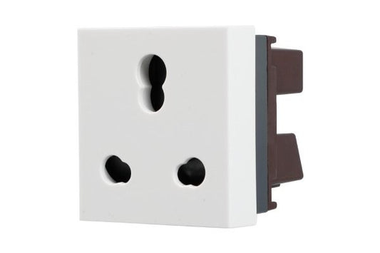 Havells Apogee 6A/16A 3 Pin Shutter Socket ATAKSWW163 | Fire Resistant Modular Socket with Child Safety Shutter