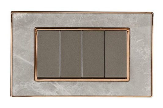 Havells Apogee 4M Satin Marbello Outer Plate ATAPDCMH04 | Zinc Die-Cast with Rose Gold Frame