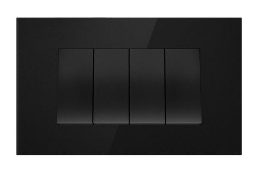 Havells Apogee Glass Granite Black Outer Plate 4M ATAPGOBH04 | Glossy Modular Plate with Minimalist Finish