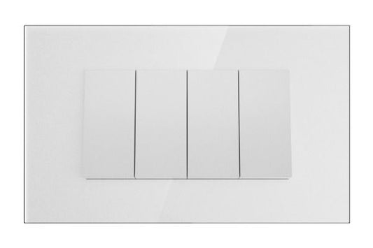 Havells Apogee Glass Pearl White Outer Plate 4M ATAPGOWH04 | Glossy Modular Plate with Minimalist Finish