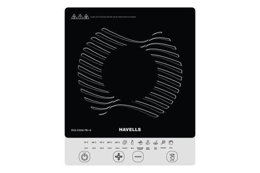 Havells Evo Cook PB14 Induction Cooktop GHCICEJK140 1400W | 7 Preset Cooking Options with Surge Protection