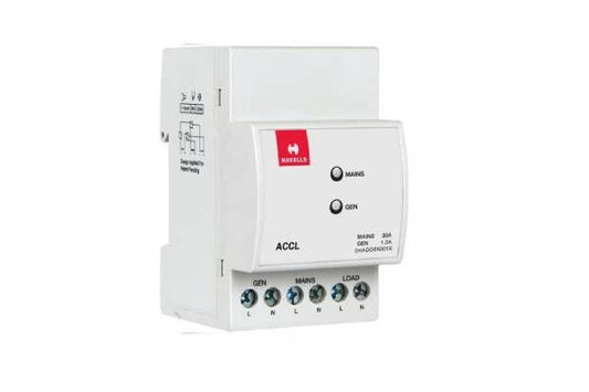 Havells 3 Module SPN ACCL 500W DHADOSN302X | Automatic Mains to Generator Load Transfer Switch