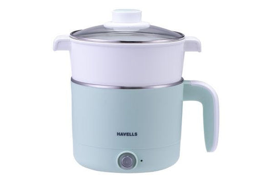 Havells Capture Multicook Electric Kettle GHBKTAWB065 1.2L 650W | Steamer Basket with Cool Touch Body