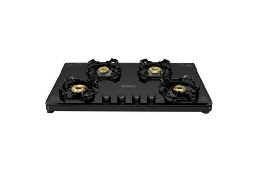 Havells Nucleus Gas Stove GHKGCACK000 4 Burner | Toughened Glass Top with Forged Brass Burners