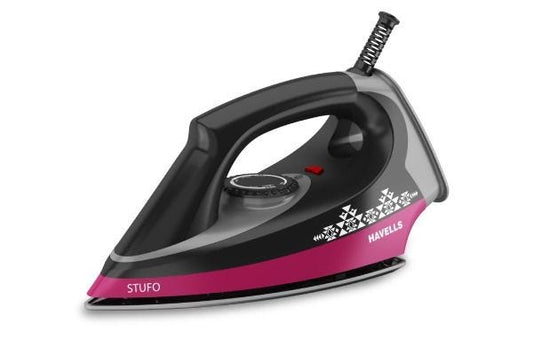 Havells Stufo Dry Iron GHGDIEFE100 1000W | PTFE Non-Stick Soleplate with 360° Swivel Cord